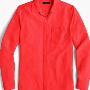 NWT J.Crew Silk button-up shirt, Red, Size 2